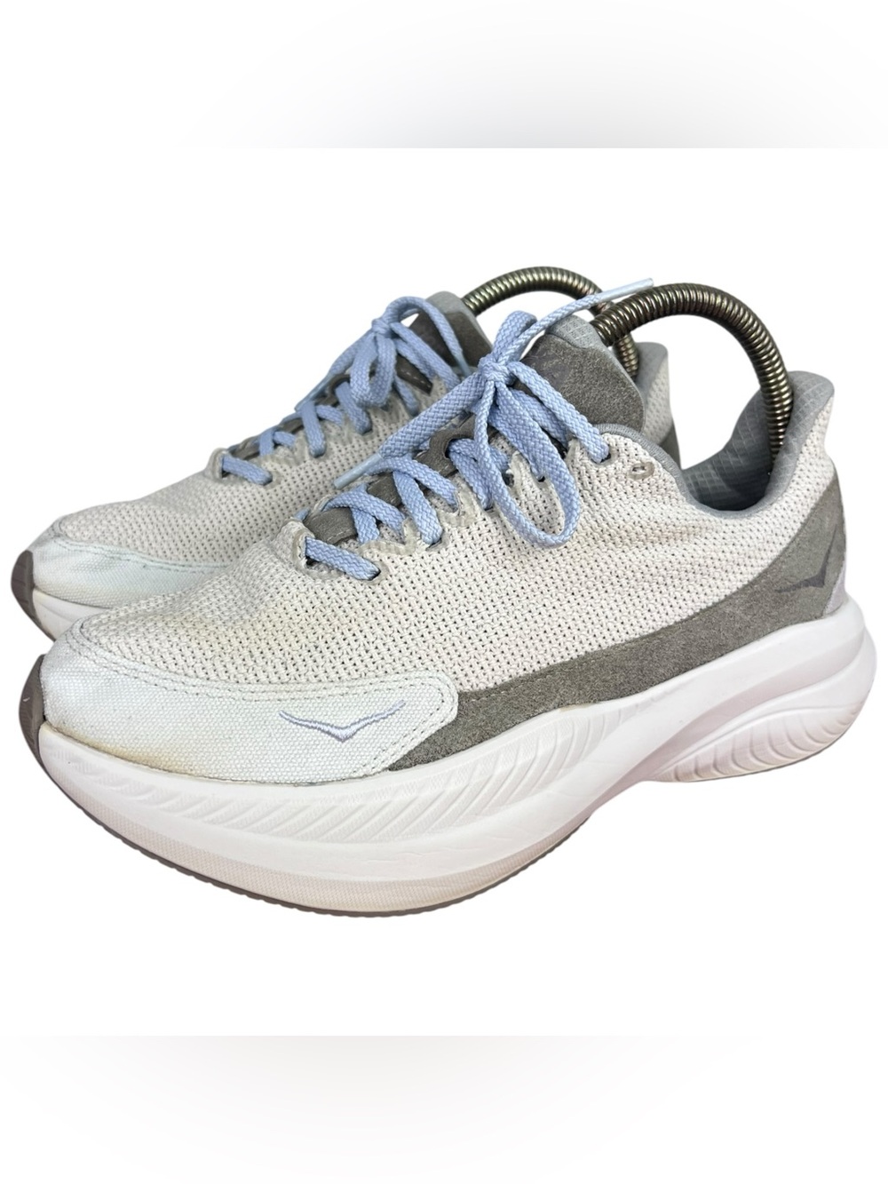 Hoka One One Women's Athletic Shoes in Light Gray and Pale Blue